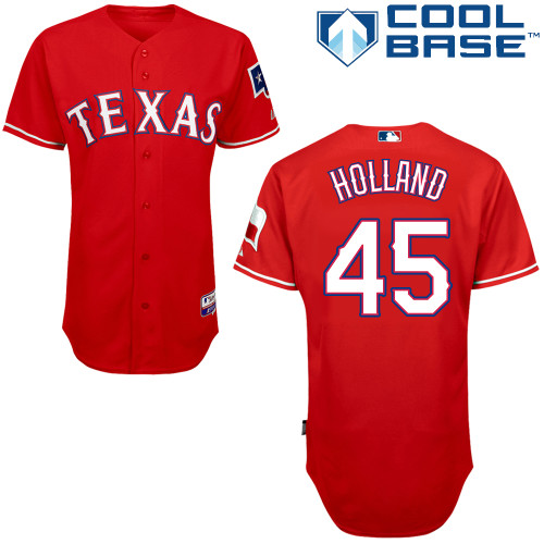 Derek Holland #45 MLB Jersey-Texas Rangers Men's Authentic 2014 Alternate 1 Red Cool Base Baseball Jersey